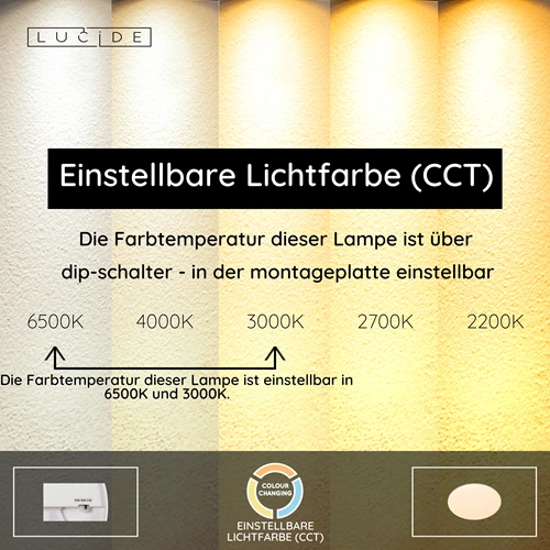 Lucide OLSON - Deckenleuchte Badezimmer - Ø 45 cm - LED - CCT - 1x45W 3000K/6500K - IP44 - Opal - USP